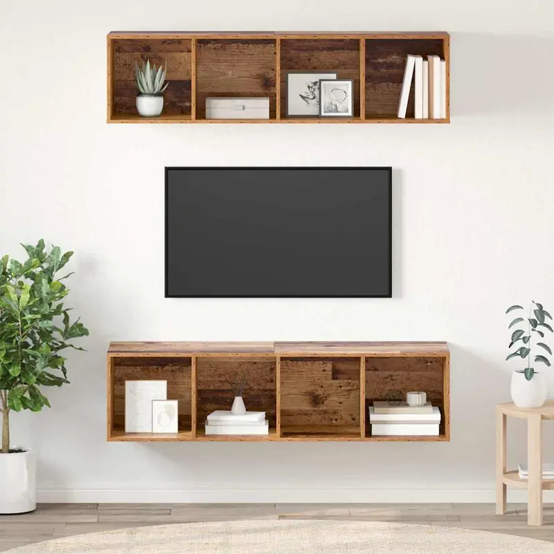 Conjunto de mueble de TV 2 pcs Madera Vieja 37 x 37 x 142,5 cm