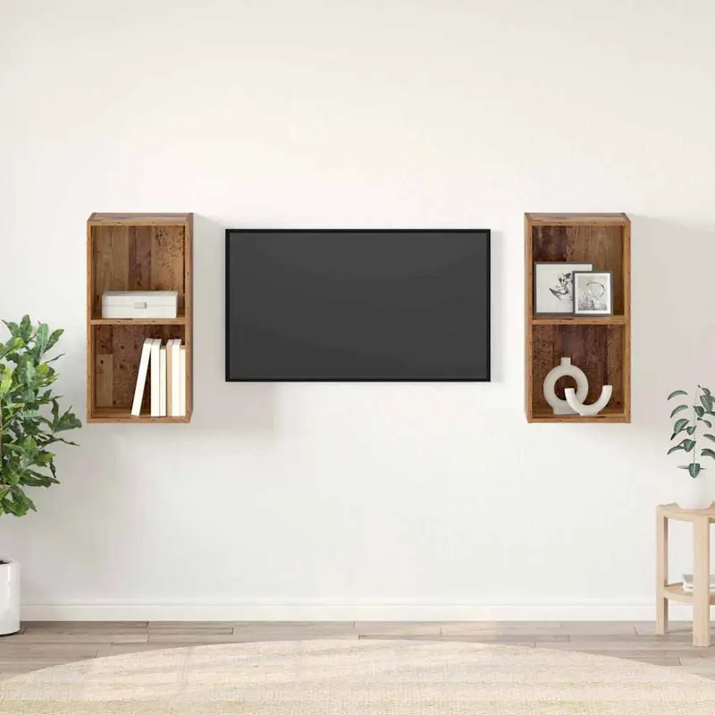 Conjunto de mueble de TV 2 pcs Madera Vieja 37 x 37 x 72 cm