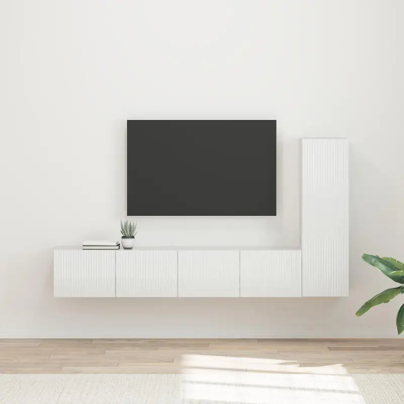Conjunto de mueble de TV 3 pcs brillante Madera de ingeniería