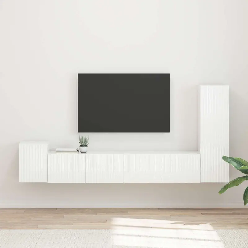 Conjunto de mueble de TV 3 pcs brillante Madera de ingeniería