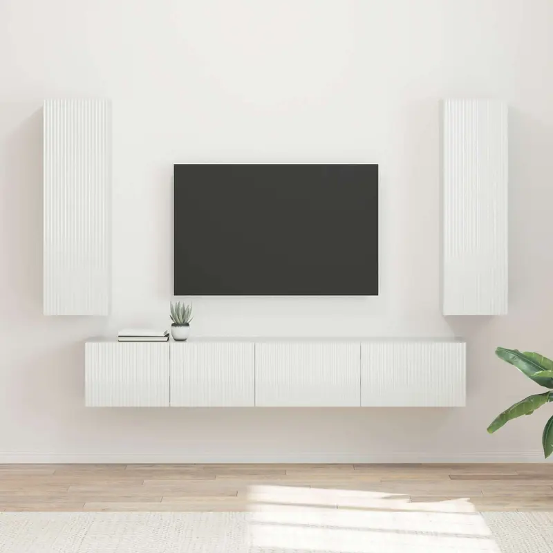 Conjunto de mueble de TV 3 pcs brillante Madera de ingeniería