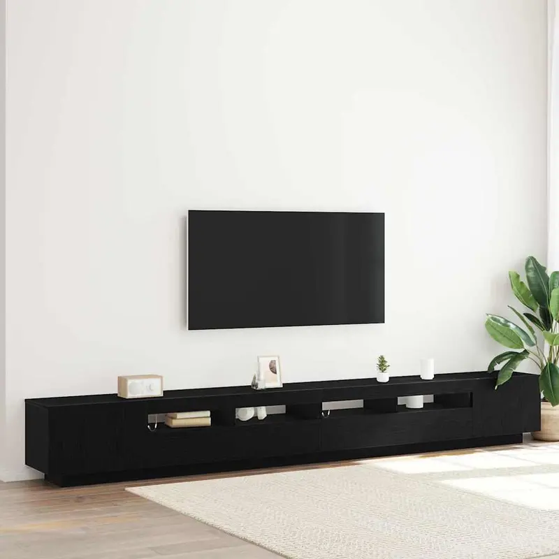 Conjunto de mueble de TV 3 pcs Negro 300 x 35 x 40 cm