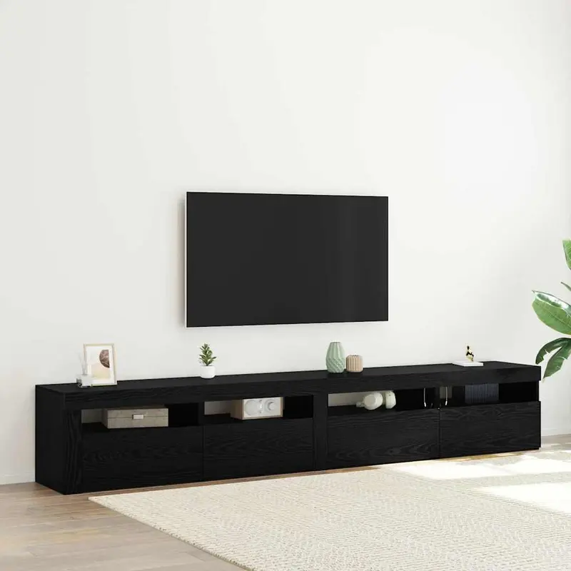 Conjunto de mueble de TV 3 pcs Roble Negro 240 x 35 x 40 cm