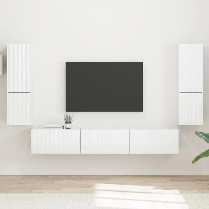 Conjunto de mueble de TV 4 pcs brillante Madera de ingeniería