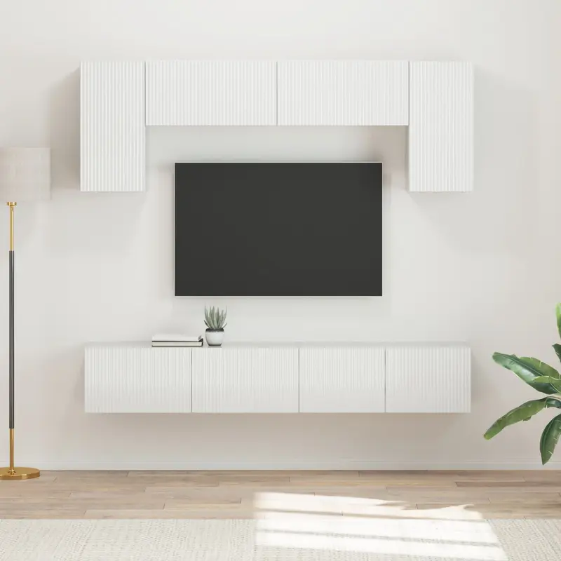 Conjunto de mueble de TV 4 pcs brillante Madera de ingeniería