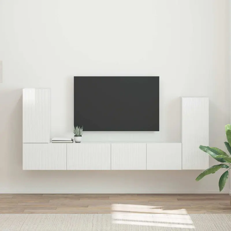 Conjunto de mueble de TV 4 pcs brillante Madera de ingeniería