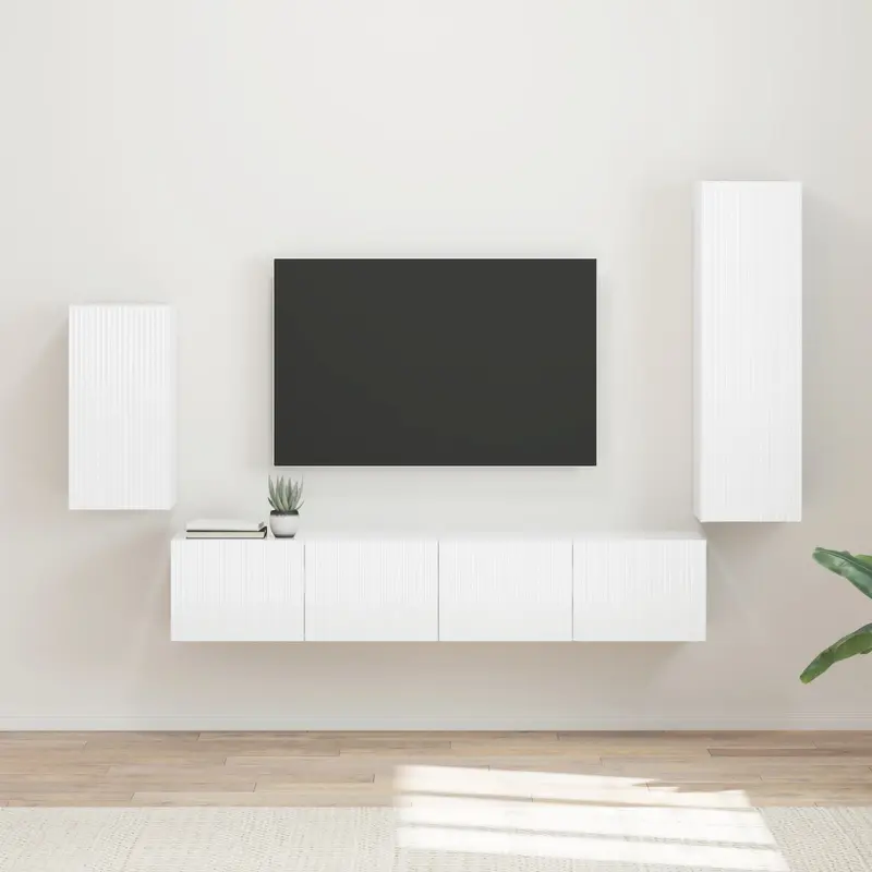 Conjunto de mueble de TV 4 pcs brillante Madera de ingeniería