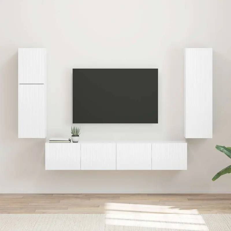 Conjunto de mueble de TV 4 pcs brillante Madera de ingeniería