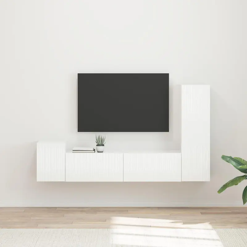 Conjunto de mueble de TV 4 pcs brillante Madera de ingeniería