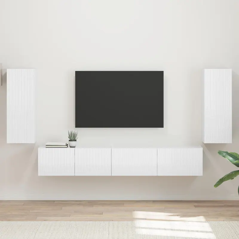 Conjunto de mueble de TV 4 pcs brillante Madera de ingeniería
