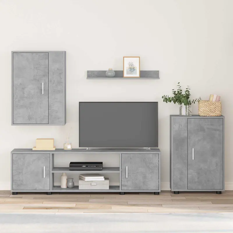 Conjunto de mueble de TV 4 pcs Gris Concreto