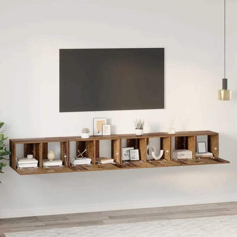 Conjunto de mueble de TV 4 pcs Madera Vieja 60 x 30 x 30 cm