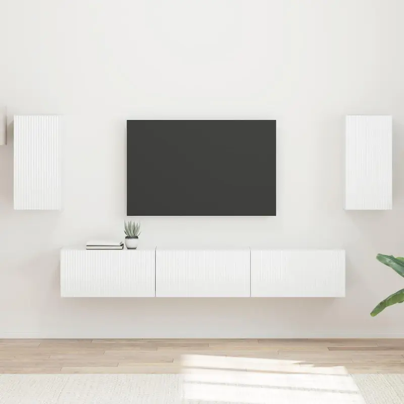 Conjunto de mueble de TV 5 pcs brillante Madera de ingeniería