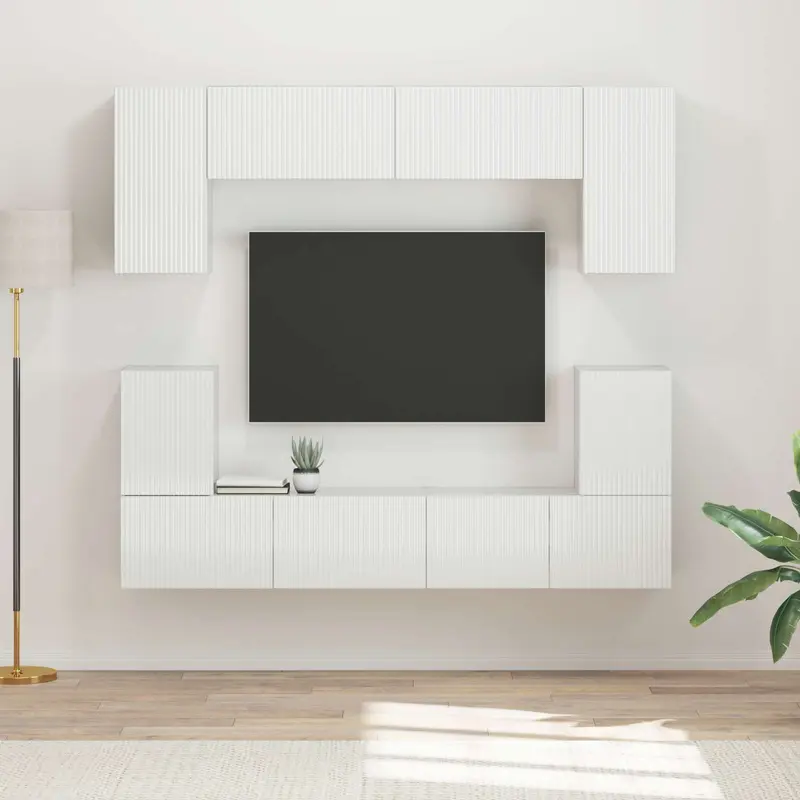 Conjunto de mueble de TV 5 pcs brillante Madera de ingeniería