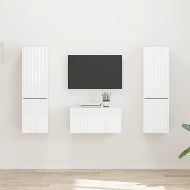 Conjunto de mueble de TV 5 pcs brillante Madera de ingeniería
