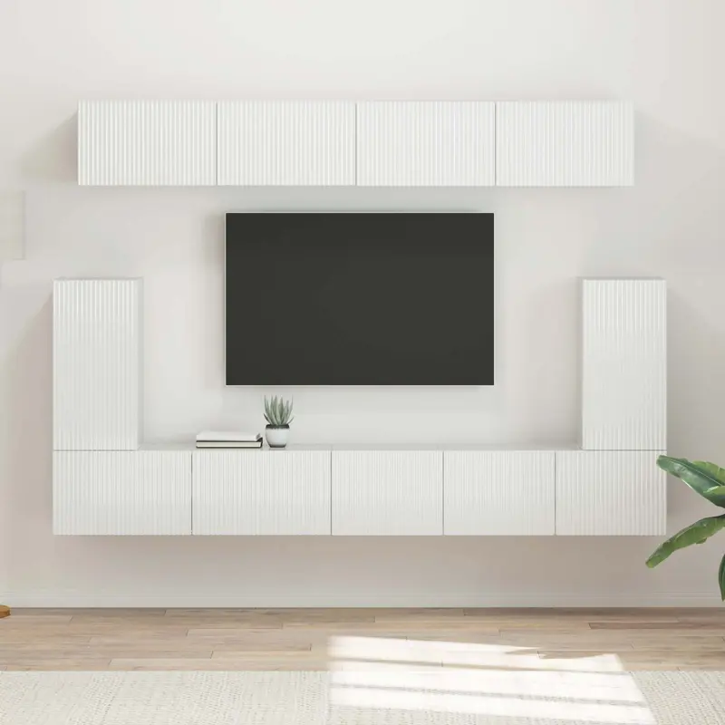 Conjunto de mueble de TV 5 pcs brillante Madera de ingeniería