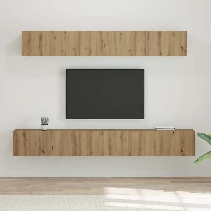 Conjunto de mueble de TV 5 pcs Roble artesanal