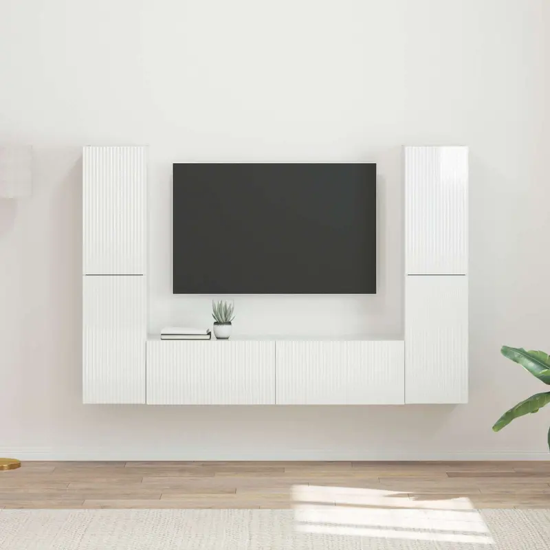 Conjunto de mueble de TV 6 pcs brillante Madera de ingeniería