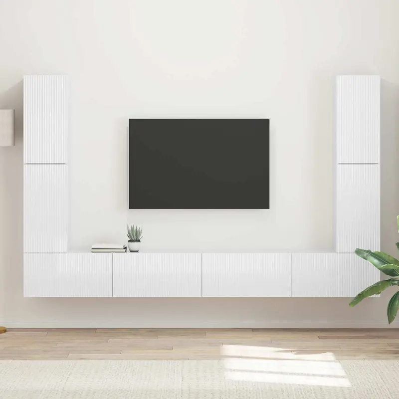 Conjunto de mueble de TV 8 pcs brillante Madera de ingeniería