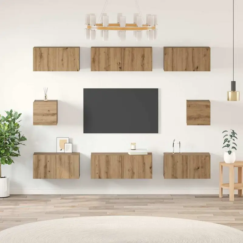 Conjunto de mueble de TV 8 pcs Roble artesanal