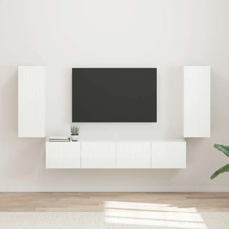 Conjunto de mueble para TV de pared 4 pcs brillante