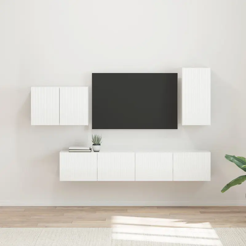 Conjunto de mueble para TV de pared 4 pcs brillante