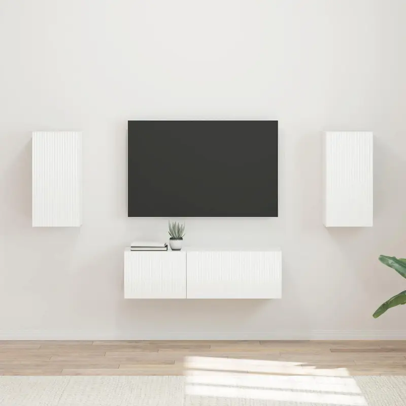 Conjunto de mueble para TV de pared 4 pcs brillante