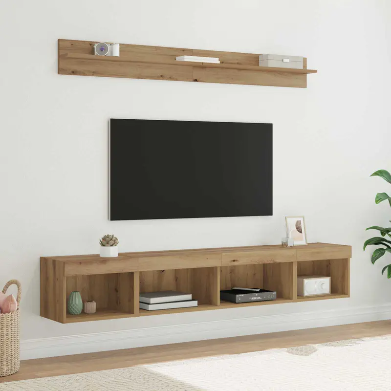 Conjunto de mueble para TV de pared 5 pcs Roble artesanal