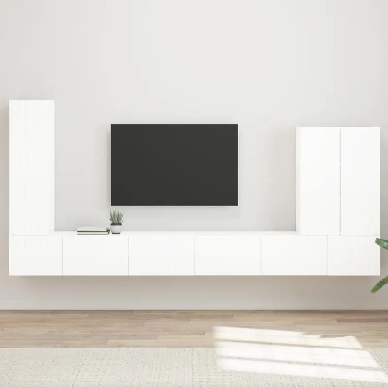 Conjunto de mueble para TV de pared 6 pcs brillante