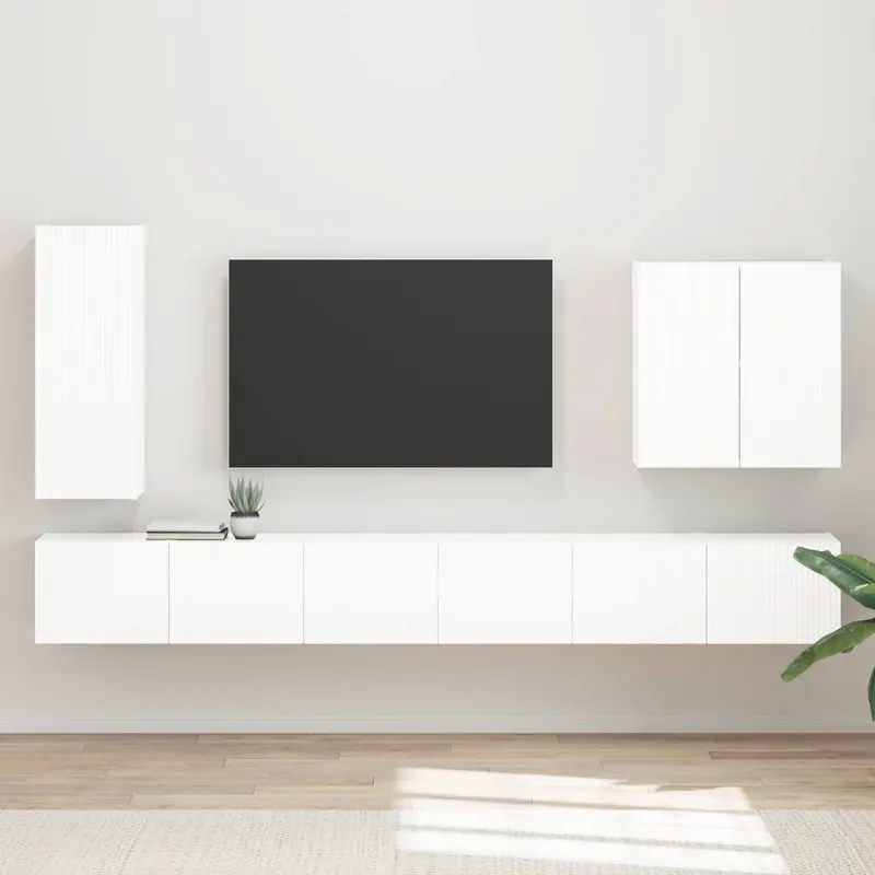 Conjunto de mueble para TV de pared 6 pcs brillante