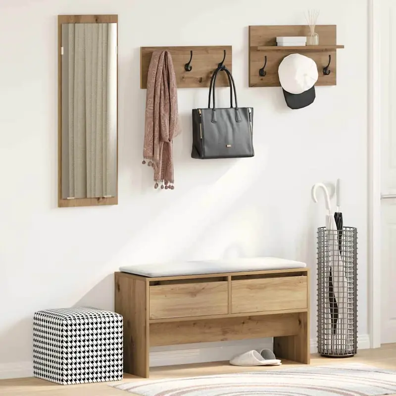 Conjunto de muebles de recibidor 4 pcs Roble Artesanal