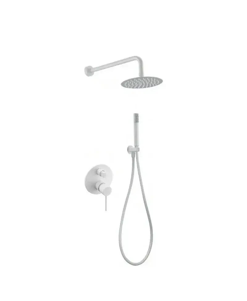 Conjunto de pared para ducha empotrada de diseño moderno en color blanco mate stick Milos de Imex