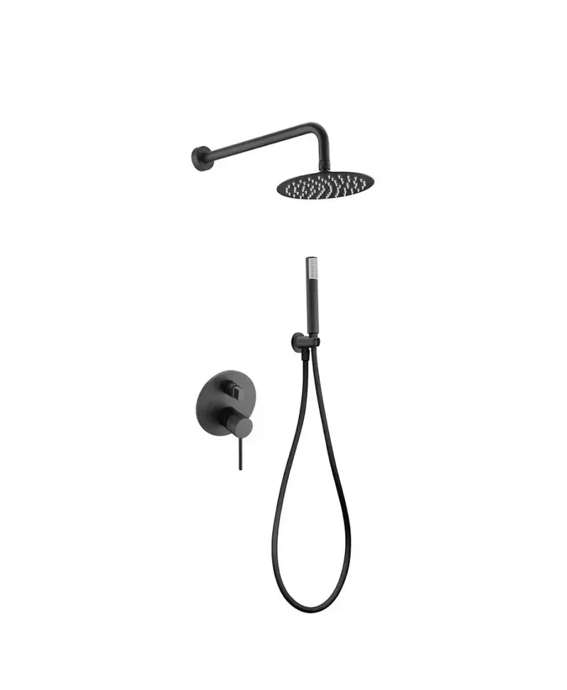 Conjunto de pared para ducha empotrada de diseño moderno en color negro mate stick Milos de Imex