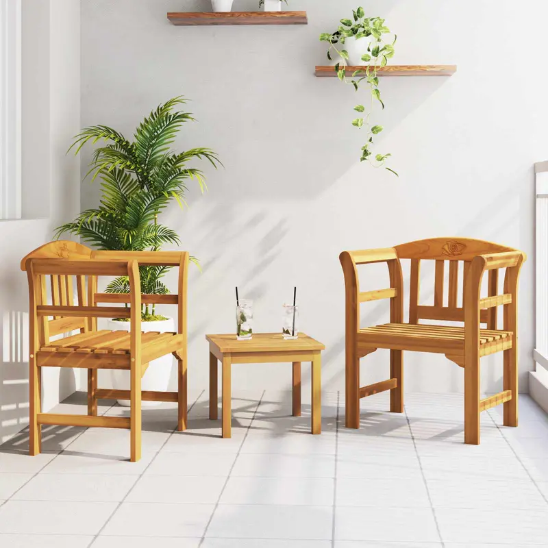 Conjunto de salón Rosa del jardín 3 pcs Madera de Acacia Sólida