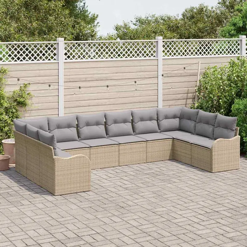 Conjunto de sofá de jardín 10 pcs beige y gris claro