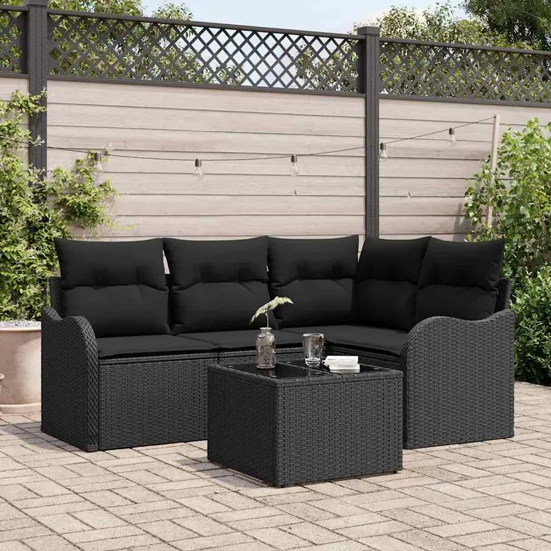 Conjunto de sofá de jardín 5 pcs Beige ratán sintético