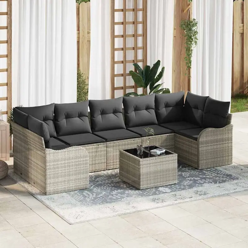 Conjunto de sofá de jardín 8 pcs Gris Claro y Gris Oscuro