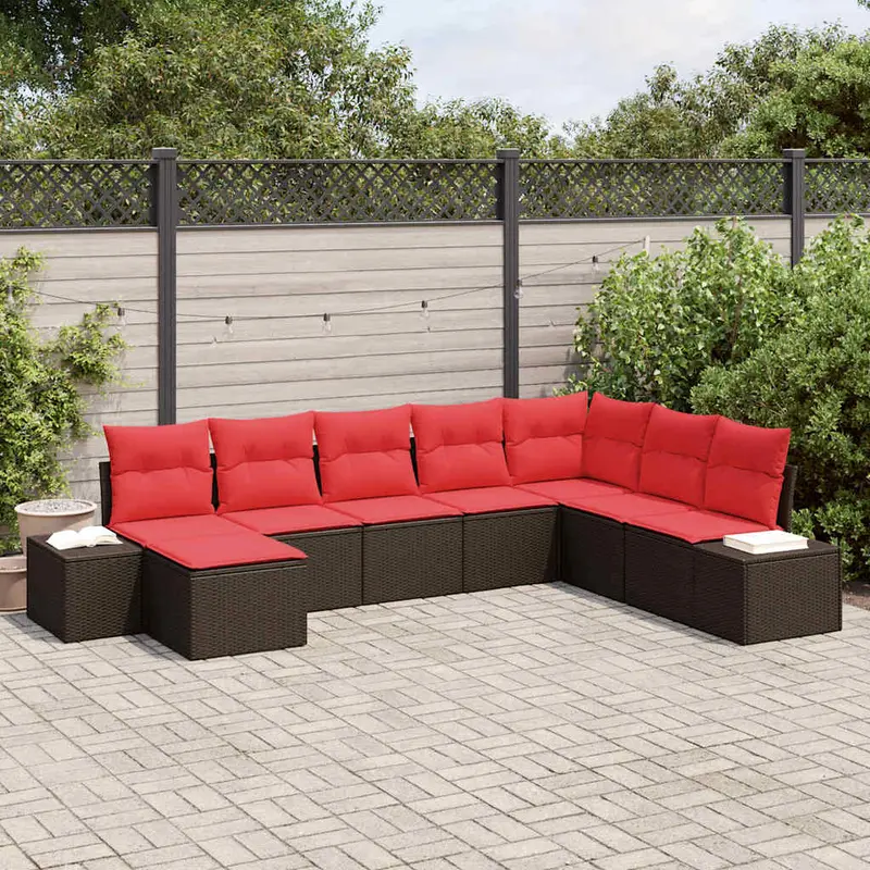 Conjunto de sofá de jardín 8 pcs Marrón ratán sintético