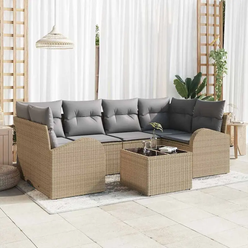 Conjunto de sofá de jardín Beige 55 x 55 x 37 cm