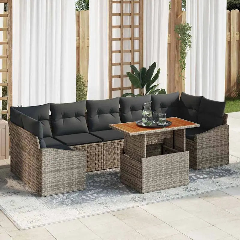 Conjunto de sofá de jardín con almacenamiento 8 pcs Gris