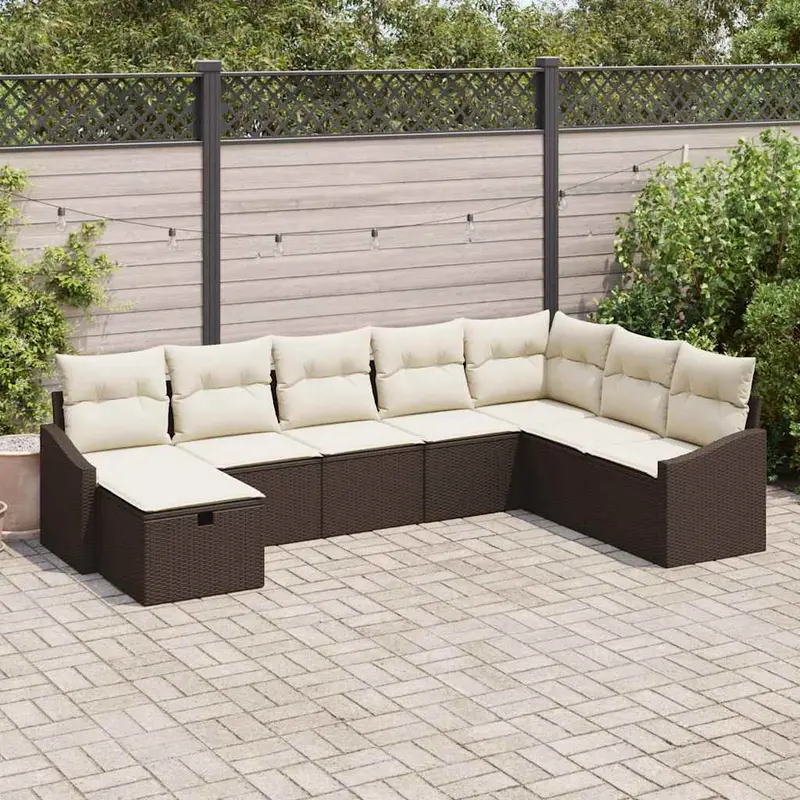Conjunto de sofá de jardín con cojín 8 pcs ratán sintético
