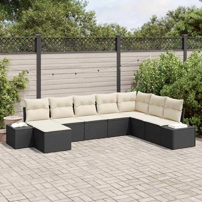 Conjunto de sofá de jardín con cojín 8 pcs ratán sintético