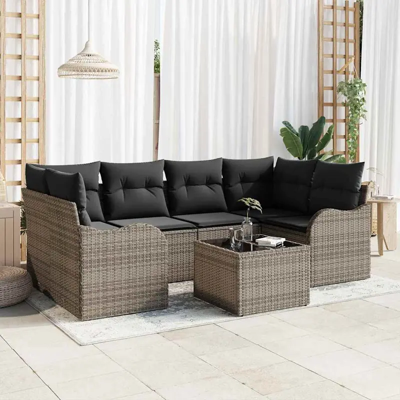 Conjunto de sofá de jardín Gris 55 x 55 x 37 cm ratán sintético