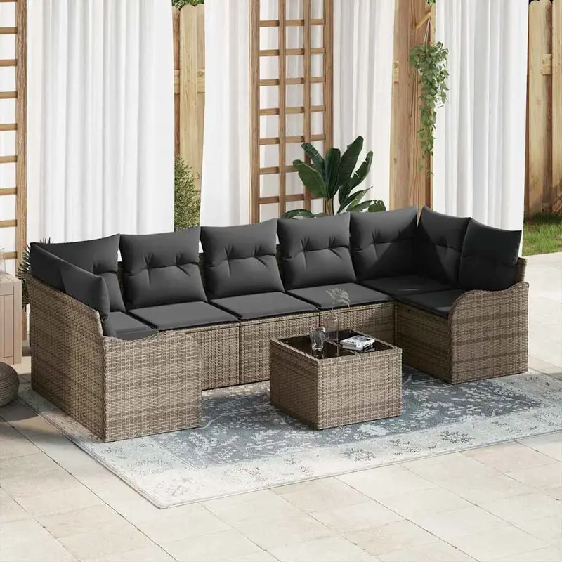 Conjunto de sofá de jardín Gris 55 x 55 x 37 cm ratán sintético