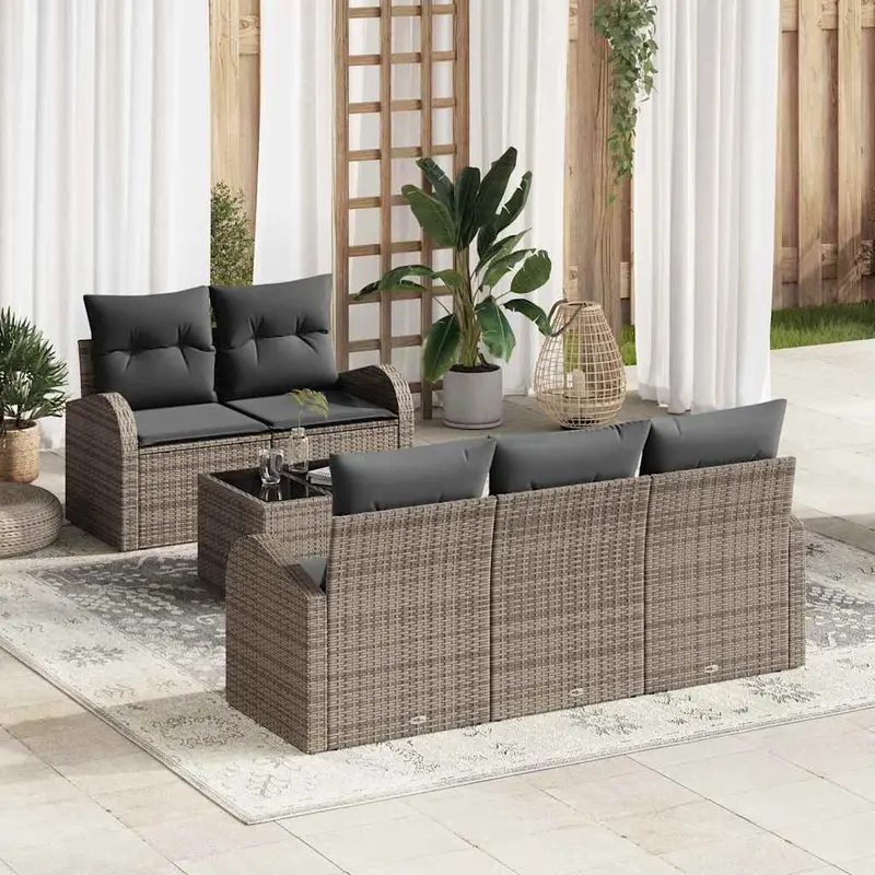 Conjunto de sofá de jardín Gris 55 x 55 x 37 cm ratán sintético