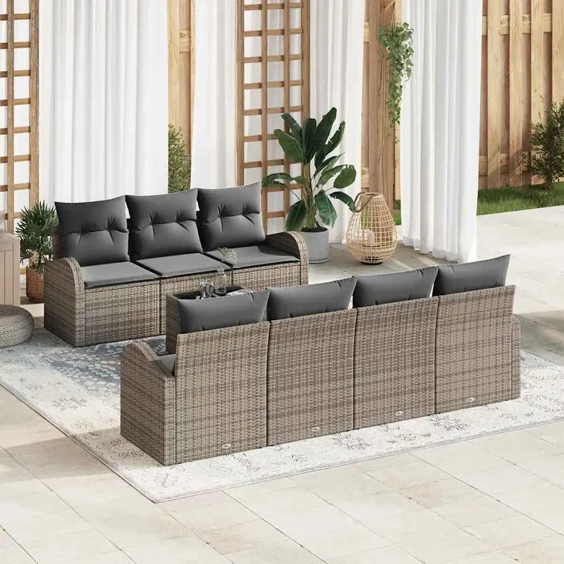 Conjunto de sofá de jardín Gris 55 x 55 x 37 cm ratán sintético