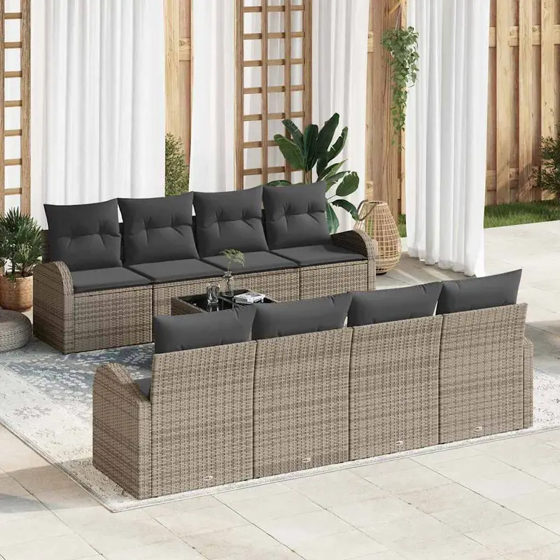 Conjunto de sofá de jardín Gris 55 x 55 x 37 cm ratán sintético