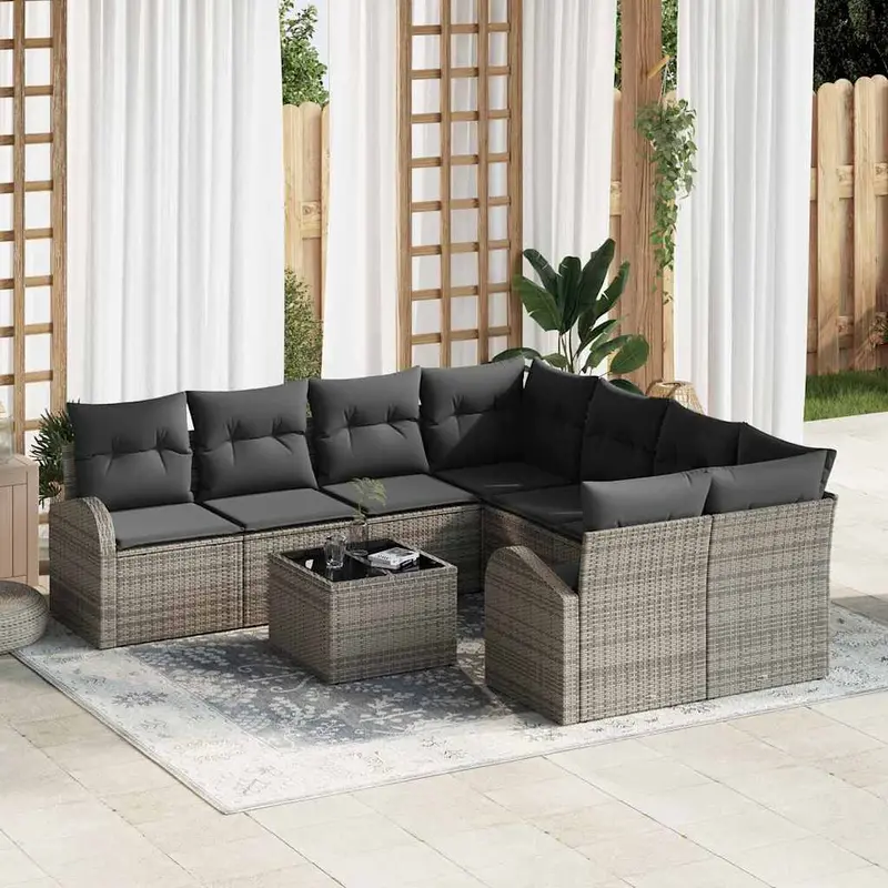 Conjunto de sofá de jardín Gris 55 x 55 x 37 cm ratán sintético