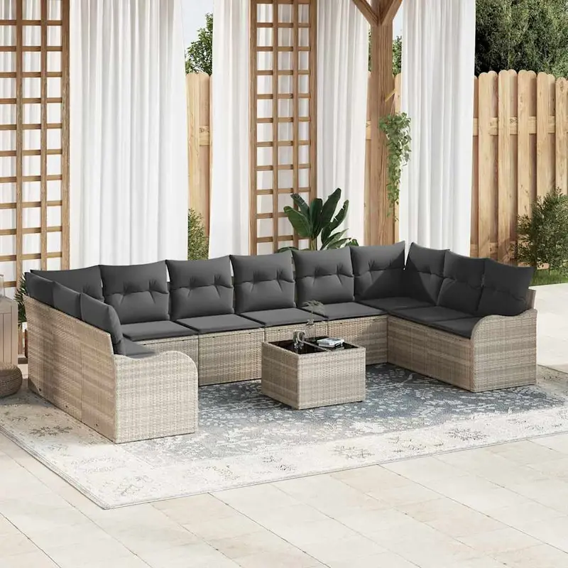 Conjunto de sofá de jardín Gris Claro 55 x 55 x 37 cm