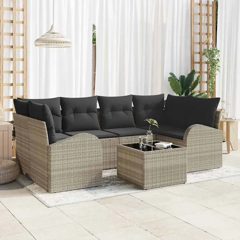 Conjunto de sofá de jardín Gris claro 55 x 55 x 37 cm